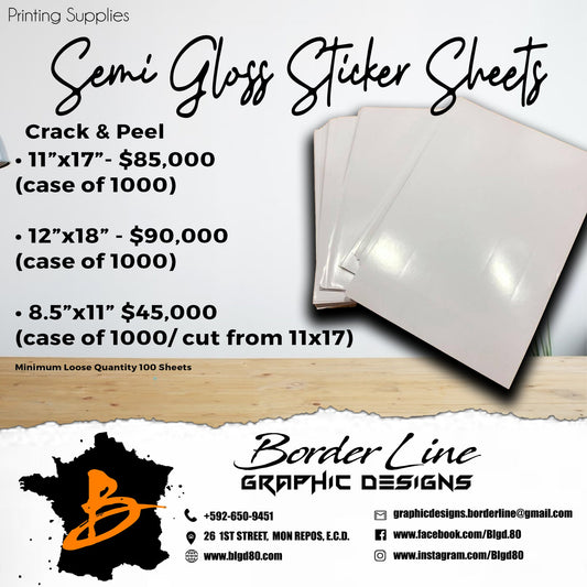 Semi Gloss Sticker Sheets (1000 sheets) - Border Line Graphic Designs